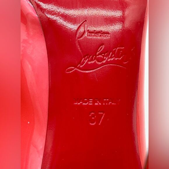 Christian Louboutin Hot Chick 100 mm Patent Fluo Metal Florida Pink Heel Pump 37 - Picture 9 of 12